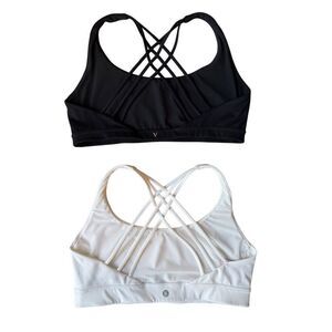 Victoria’s Secret Essential Strappy Sports Bras 1 Black, 1 White Size L